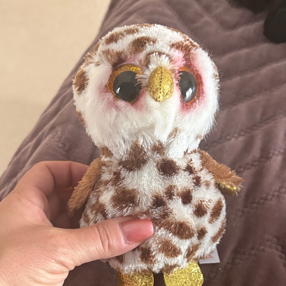 Ty Plush Owl with Brown and Gold Accents